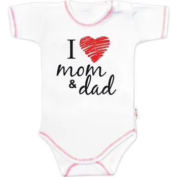 Baby Nellys Body krátký rukáv Baby Nellys, I love mom & dad Velikost: 86 (12-18m)