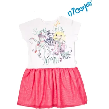 Kojenecké šaty Kojenecké šaty Nicol, Mořská víla - červeno/bílé Velikost: 110 (4-5r)