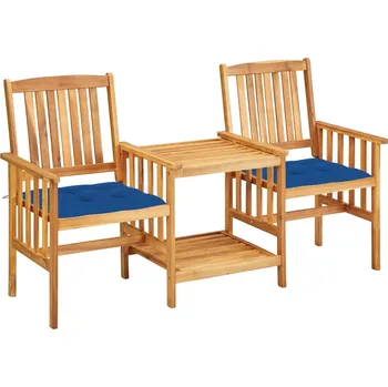 Zahradní sestava vidaXL Marketos Zahradní židle s čajovým stolkem s poduškami masivní akácie