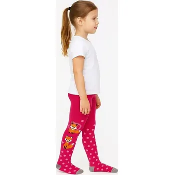 Dívčí oblečení KUGO DÍVČÍ PUNČOCHÁČE P9921 LIŠKA Růžová 116/122