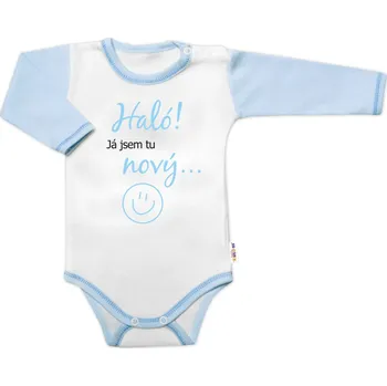 Body dlouhý rukáv s vtipným textem Baby Nellys, Haló! Já jsem tu nový, kluk Velikost: 80 (9-12m)