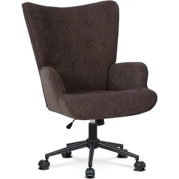 Křeslo Křeslo "ušák", potah tmavě hnědá látka, kovový kříž