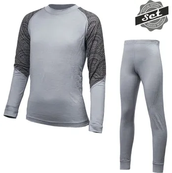 Dětské termo spodní prádlo SENSOR MERINO IMPRESS SET dětský triko dl.rukáv + spodky šedá/maori 110