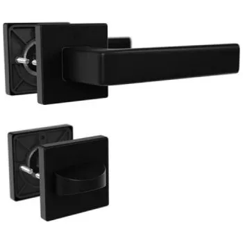 Dveřní kování Kování pokojových dveří Dublin, hliník, černá, drážkovaná hlava/oliva, tloušťka dveří: 42 mm - 37 mm - A HOPPE