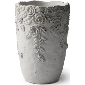 Květináč Cementová váza s růžemi 17 cm