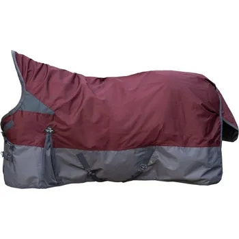 Deka pro koně Výběhová deka HKM Yukon 600D High Neck 300g dark red/grey 115cm