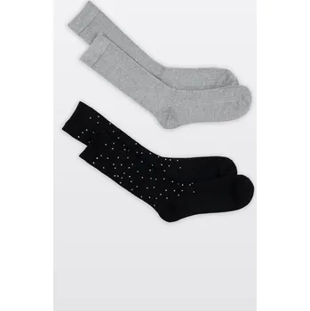 Reporter Young | Dívčí šedo-černá sada ponožek s ozdobnými kamínky 2-PACK - Barva VÍCEBAREVNÁ, Velikost 31/33 253-0995G-31-100-1