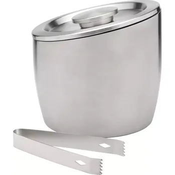 Nádoba na led LEOPOLD VIENNA Nádoba na led s víkem a kleštěmi, nerezová, objem: 2,50 litru, výška: 185 mm, průměr: 200 mm