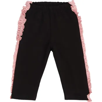 Dívčí legíny Mamatti Kojenecké legíny s lampasy, Mašle - černé Velikost: 74 (6-9m)