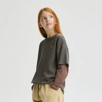 Reserved - Bavlněná halenka s nášivkou - tmavě šedá - 333FT-90X - 333FT-90X-152