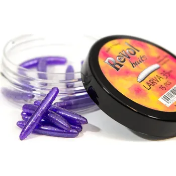 Umělá nástraha Revol Baits nástraha Larva 35mm příchuť sýr-česnek, barva fialová perleť 15ks