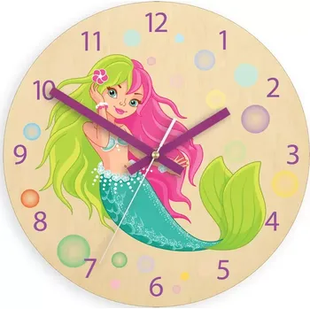 Hodiny Dětské nástěnné hodiny Ami Mořská panna 30 cm vícebarevné