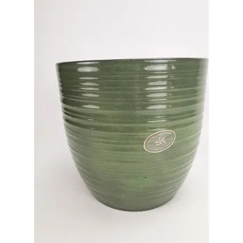 Květináč Keramický květináč Bergamo lesklý 19 cm zelený, 2. jakost