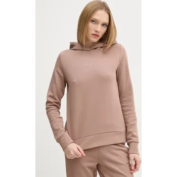 Dámská mikina Mikina Calvin Klein dámská, hnědá barva, s kapucí, s aplikací, K20K207954 82B, vel. S