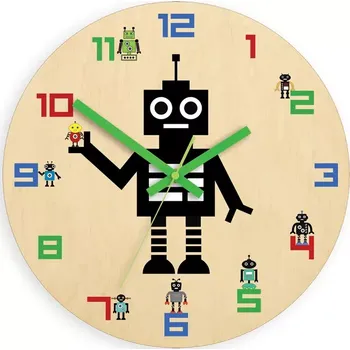 Hodiny Dětské nástěnné hodiny Ami Robot 30 cm vícebarevné