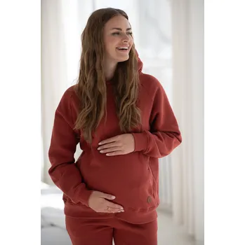 Těhotenská mikina Zateplená těhotenská a kojicí mikina Motherhood 3v1 – Chilli Oil, bavlna Velikost: XS