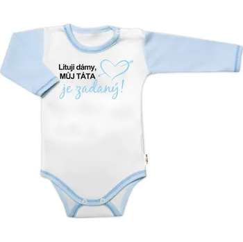 Kojenecký body Body dl. rukáv s vtip. textem Baby Nellys, Lituji dámy, můj táta je zadaný, kluk Velikost: 86 (12-18m)