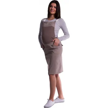Těhotenské šaty Be MaaMaa Těhotenské šaty/sukně s láclem - cappucino Velikost oblečení: XXL (44)
