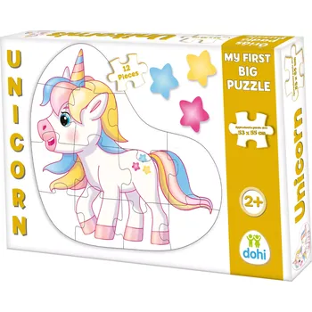 Puzzle DOHÁNY Podlahové obrysové Jednorožec 12 dílků