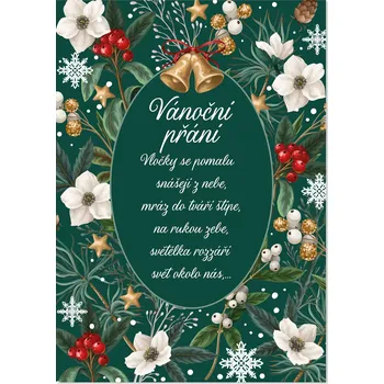 Party dekorace Vánoční hrací přání - Bílé květy a bobule - Albi