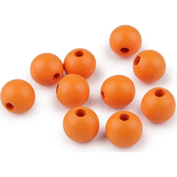 Korálek Dřevěné korálky Ø16 mm Balení: 10 ks, Varianta: 2 oranžová - 8596475694056