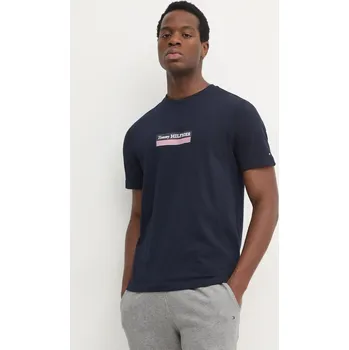 Bavlněné tričko Tommy Hilfiger tmavomodrá barva, s aplikací, MW0MW38079 59X, vel. M