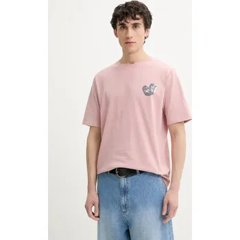 Pánské tričko Bavlněné tričko Desigual ROSA růžová barva, s potiskem, 25SMTK21 39X, vel. XL