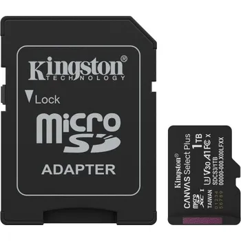 Paměťová karta Kingston Canvas Select Plus / Micro SDXC / 1TB / UHS-I U3 / Class 10 / + Adaptér KINGSTON