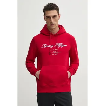Pánská mikina Mikina Tommy Hilfiger pánská, červená barva, s kapucí, s aplikací, MW0MW33631 33X, vel. M