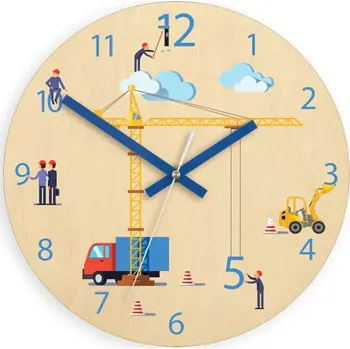 Hodiny Dětské nástěnné hodiny Ami Staveniště 30 cm vícebarevné