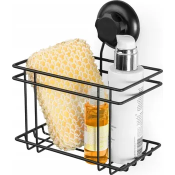 Drátěná police Kompaktor Malá koupelnová polička Bestlock Black s přísavkou - bez vrtání, nosnost až 6 kg