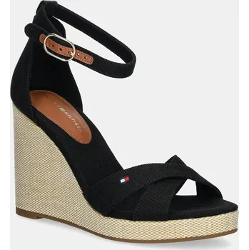 Dámské sandále Sandály Tommy Hilfiger FLAG HIGH WEDGE ESPAD CRISSCROSS FW0FW08661 černá 99X, EUR 40