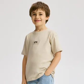 Chlapecké tričko Reserved - Bavlněné oversize tričko - béžová - 044FH-08X - 044FH-08X-152