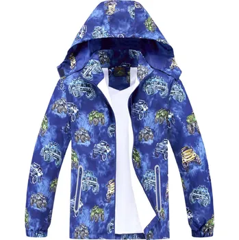 Dětská móda Chlapecká jarní, podzimní bunda - KUGO B2873, modrá / terénní auta Barva: Modrá, Velikost: 134