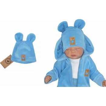 Kojenecký body Z&Z Velurová, semišková čepička s oušky, sv. modrá Velikost: 68/74 (6-9m)