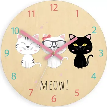 Hodiny Dětské nástěnné hodiny Ami Koťata 30 cm vícebarevné