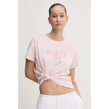 Pánské oblečení Bavlněné tričko Hollister Co. KI357.5000.600 růžová 03X, vel. L