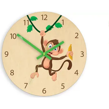 Hodiny Dětské nástěnné hodiny Ami Opice 30 cm vícebarevné