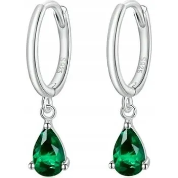 Náušnice Malé kruhové Náušnice se smaragdem, zelené, stříbro 925