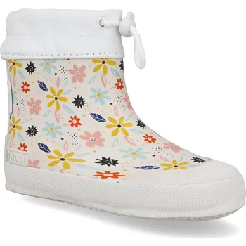 Chlapecké holínky Barefoot dětské holínky Koel - Flowers bílé kytičky Velikost: 23