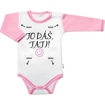 Kojenecký body Body dlouhý rukáv s vtipným textem Baby Nellys, To dáš Tati!, holka Velikost: 74 (6-9m)