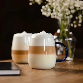 Sklenice Sklenice s dvojitou stěnou a modrým uchem VIALLI DESIGN BOLLA 2 ks 400 ml