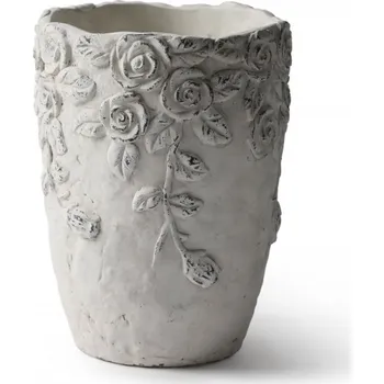 Květináč Cementová váza s růžemi 15 cm