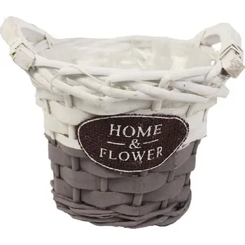 Obal na květináč Obal bílo-hnědý pr. 15cm P0550/1