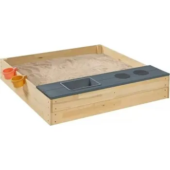 Hra na zahradu Dřevěné pískoviště, dřevo, přírodní/šedá, 100 x 100 x 19 cm - A SUN