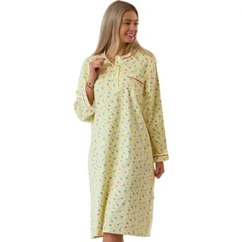 Dámská noční košile Flanelová noční košile žlutá - extra teplá 1DF0047 žlutá m
