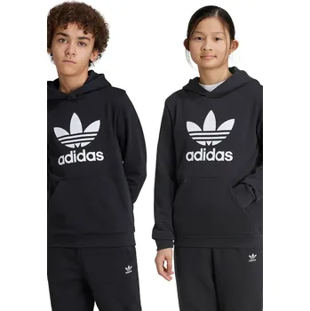 Chlapecká mikina Dětská mikina adidas Originals TREFOIL HOODIE černá barva, s kapucí, s potiskem, IY7446 99X, vel. 170