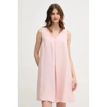 Dámské šaty Lněné šaty United Colors of Benetton růžová barva, mini, 4AGHDV0AX 03X, vel. XL
