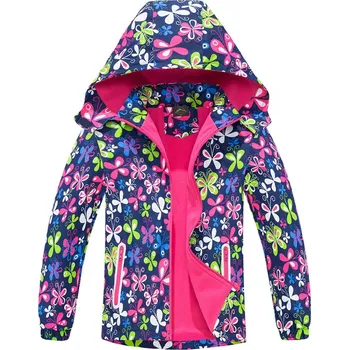 Dívčí bunda Dívčí podzimní bunda, zateplená - KUGO B2989, tmavě modrá / motýlci Barva: Modrá tmavě, Velikost: 116