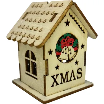 Vánoční ozdoba Vánoční LED závěsná dekorace na zavěšení - Domeček XMAS (5x5x6 cm)